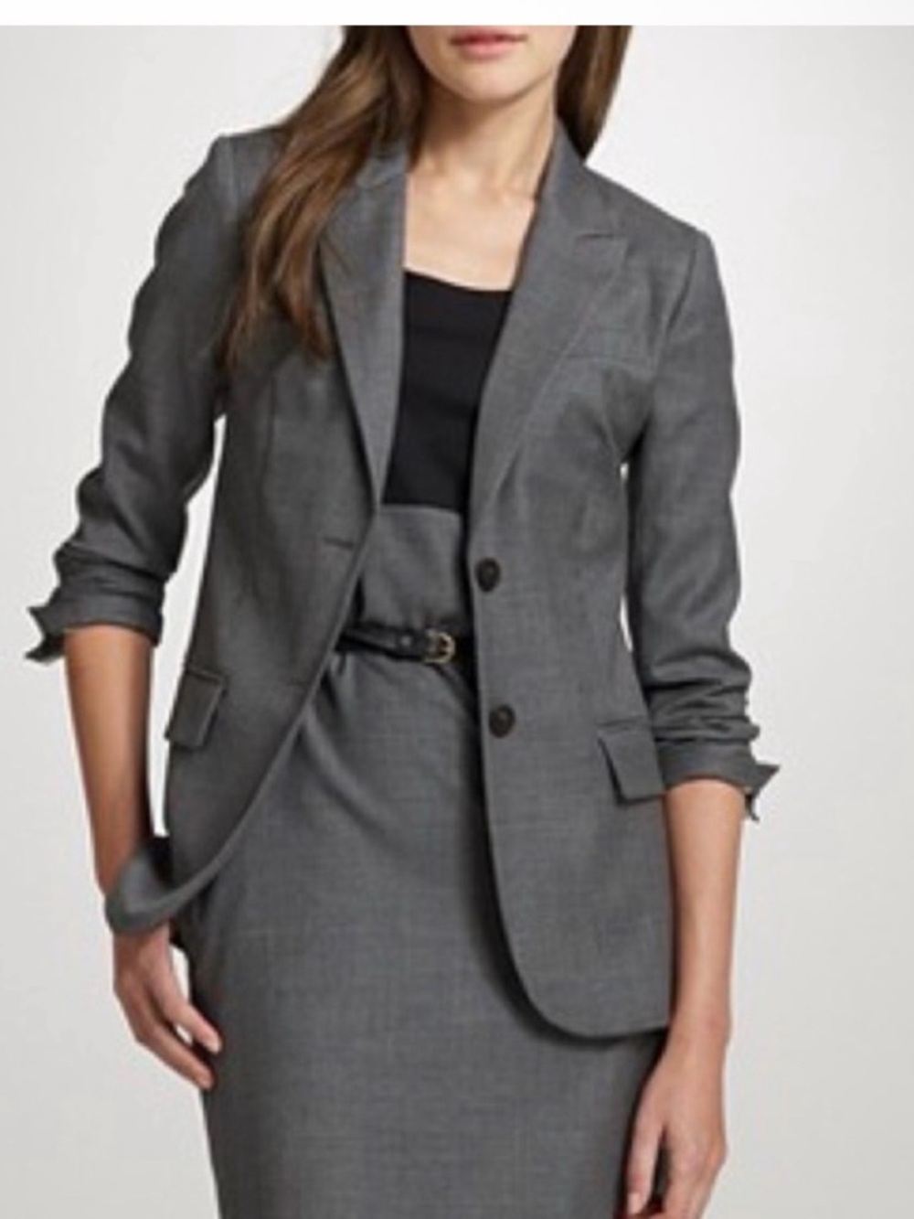 Women's Gray Tailored Blazer - Classic single button regent